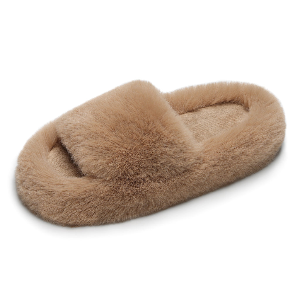 ATHMILE Womens Slippers with Arch Support Lightweight Fuzzy House Slippers for Women Cozy Memory Foam Indoor Open-toe Comfy Shoes for Women