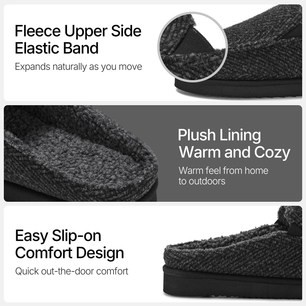 ATHMILE Mens Moccasins House Slippers Slip-on House Shoes with Warm Furry Faux Fur Cotton-Blend High-Density Memory Foam Non-Slip Sole for Indoor Outdoor