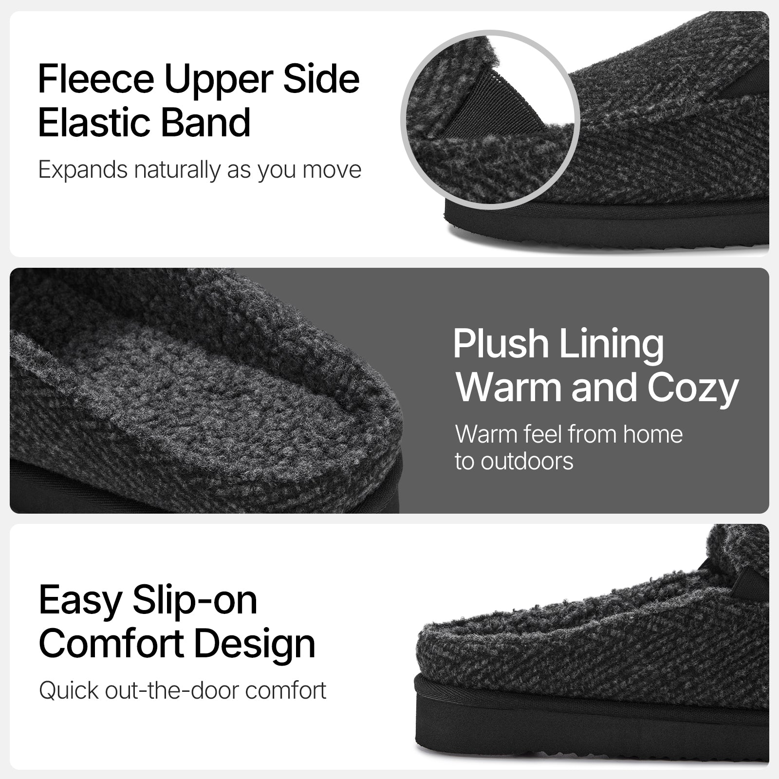 ATHMILE Mens Moccasins House Slippers Slip-on House Shoes with Warm Furry Faux Fur Cotton-Blend High-Density Memory Foam Non-Slip Sole for Indoor Outdoor