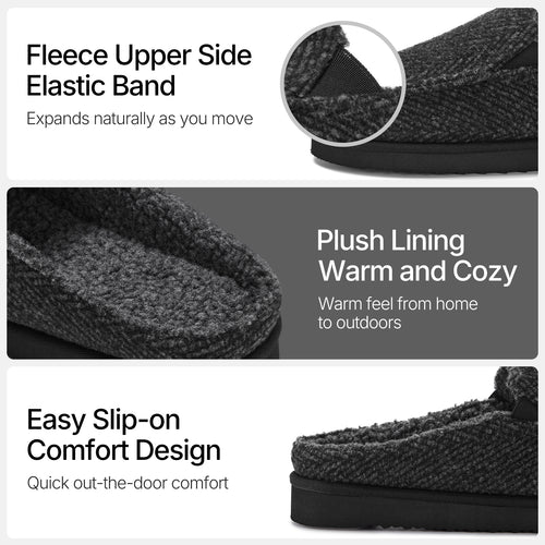 ATHMILE Mens Moccasins House Slippers Slip-on House Shoes with Warm Furry Faux Fur Cotton-Blend High-Density Memory Foam Non-Slip Sole for Indoor Outdoor