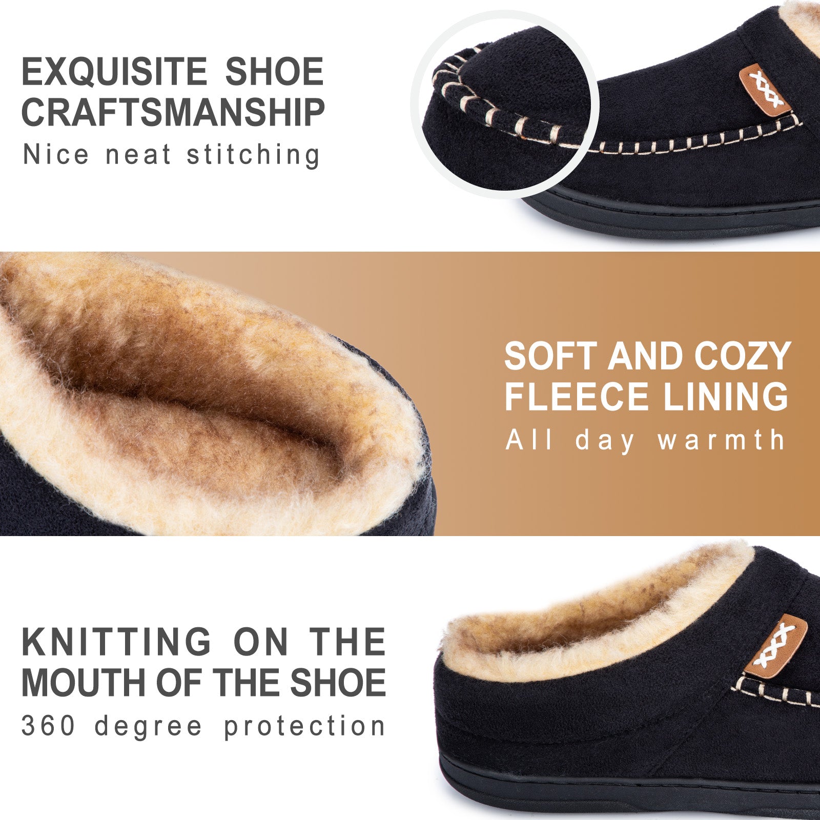 ATHMILE Mens Slippers Fuzzy Cozy Memory Foam Slip On Moccasin Warm House Slippers for Indoor Outdoor Non-Slip Sole