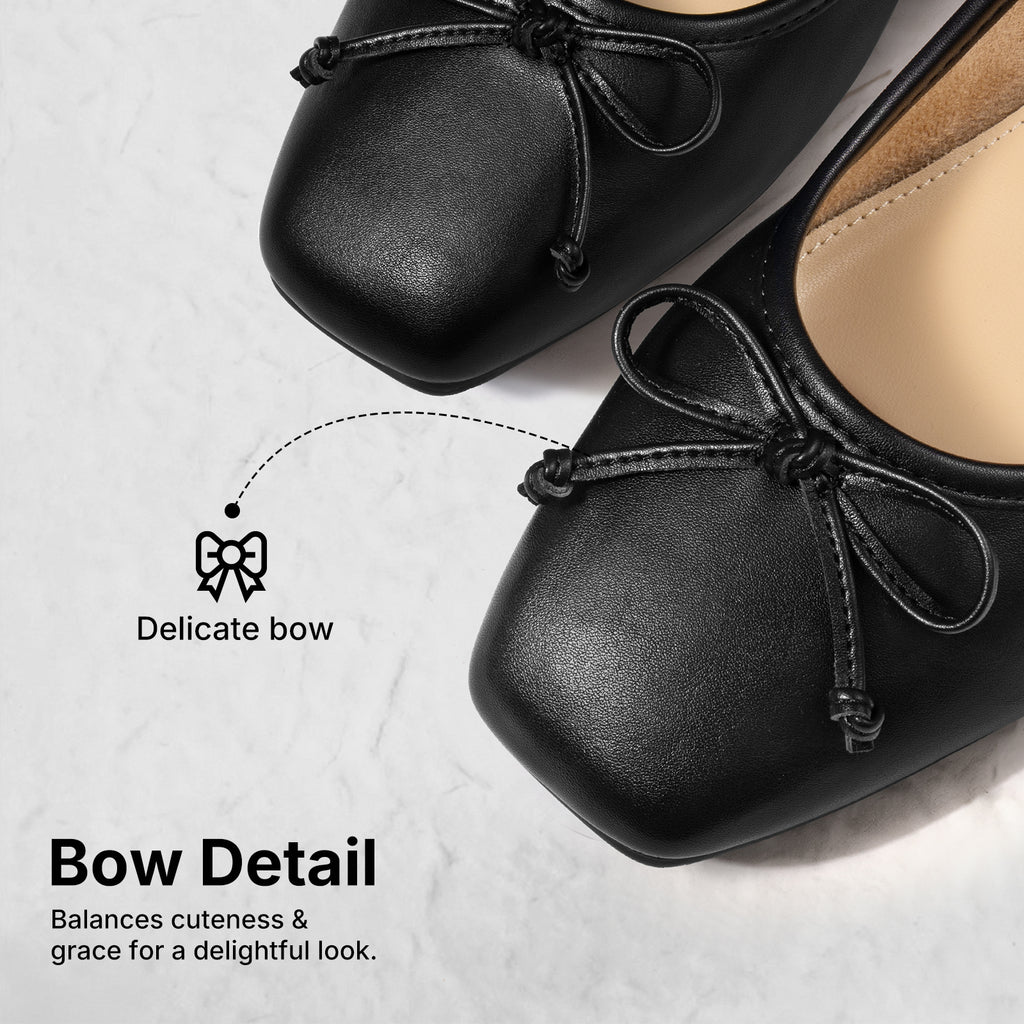 ATHMILE Womens Ballet Flats with Bow Ballerina Closed Square Toe Slip on Square Toe Comfortable Flats Shoes for Women Dressy Causal 2026 Fashion Size 6-11