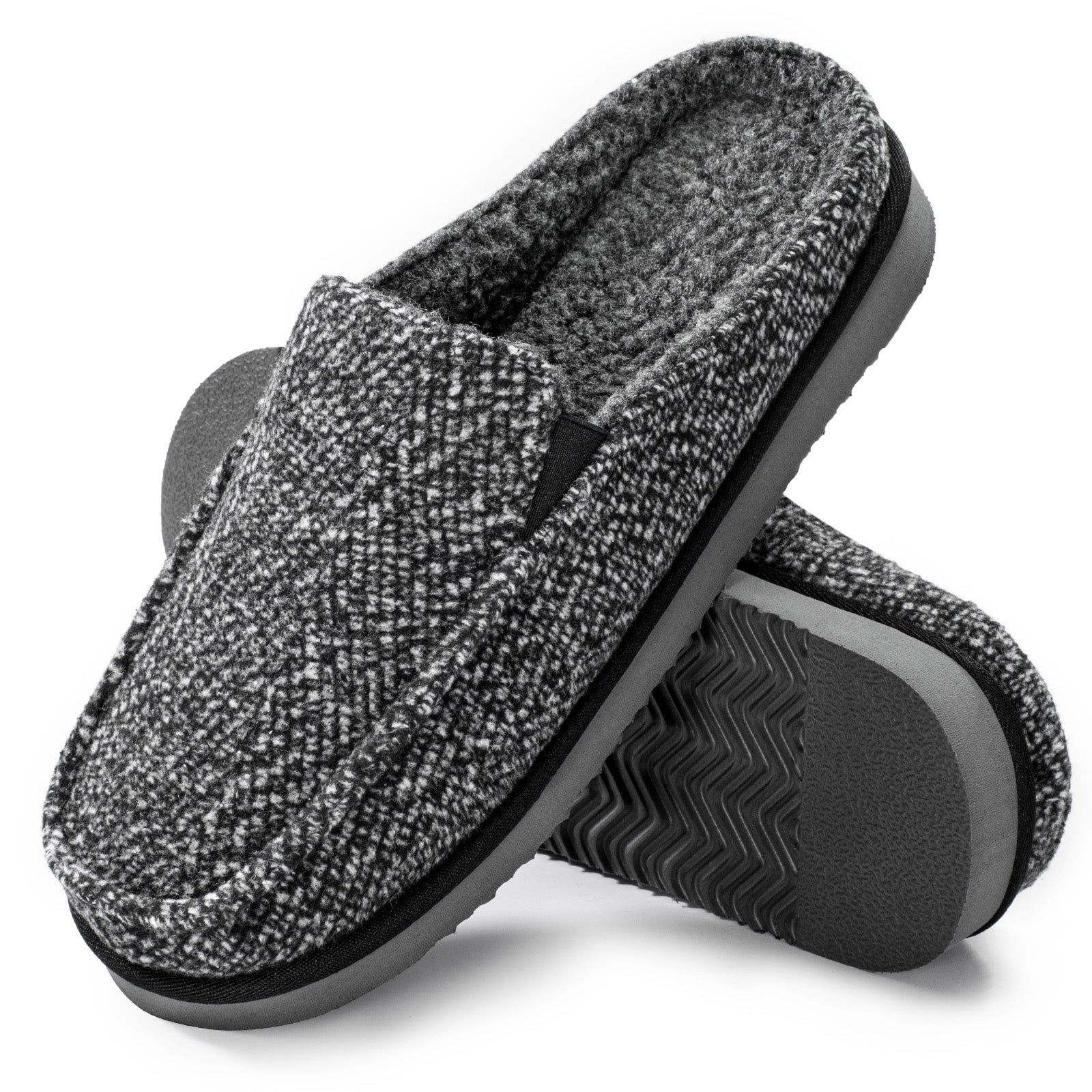 ATHMILE Mens Moccasins House Slippers Slip-on House Shoes with Warm Furry Faux Fur Cotton-Blend High-Density Memory Foam Non-Slip Sole for Indoor Outdoor