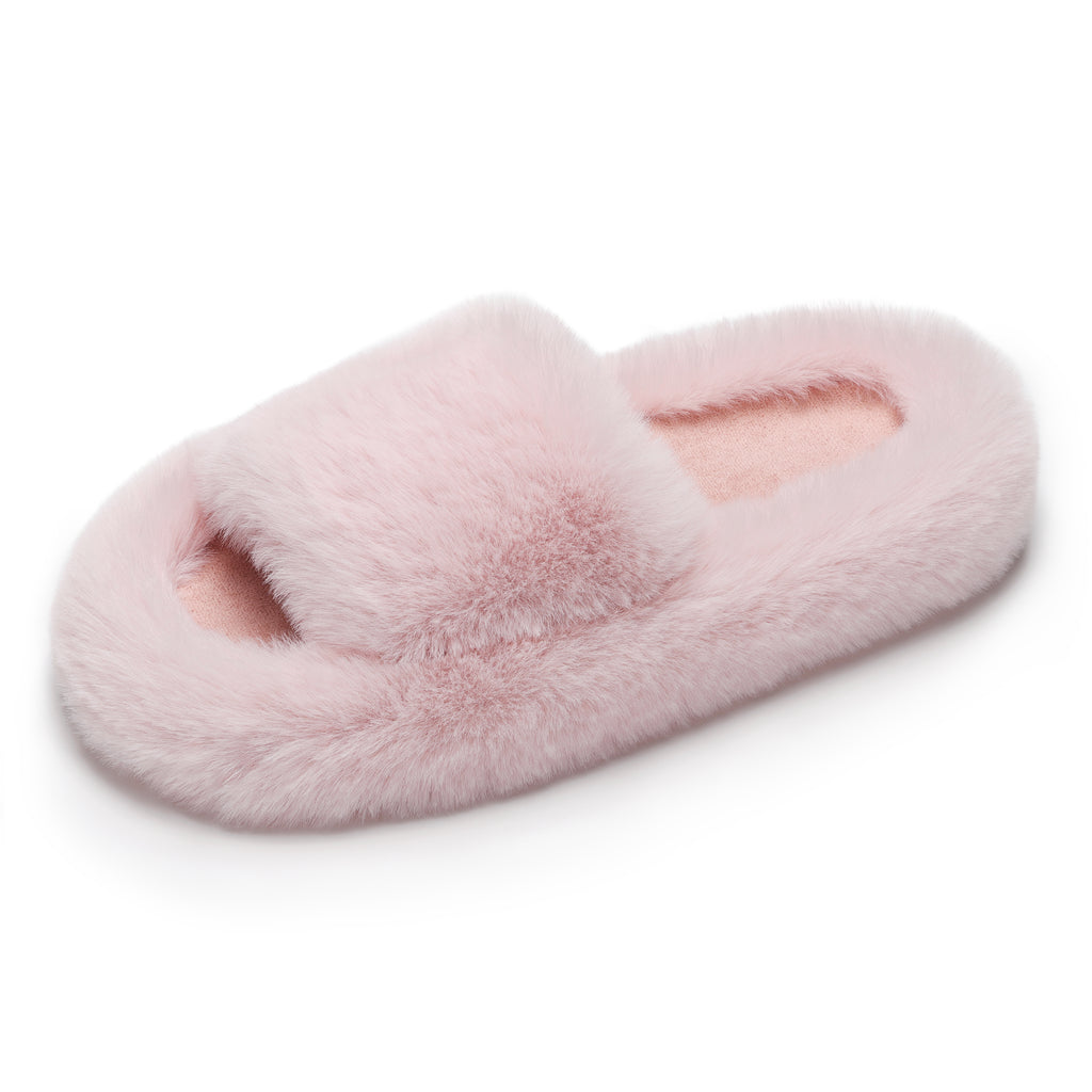 ATHMILE Womens Slippers with Arch Support Lightweight Fuzzy House Slippers for Women Cozy Memory Foam Indoor Open-toe Comfy Shoes for Women