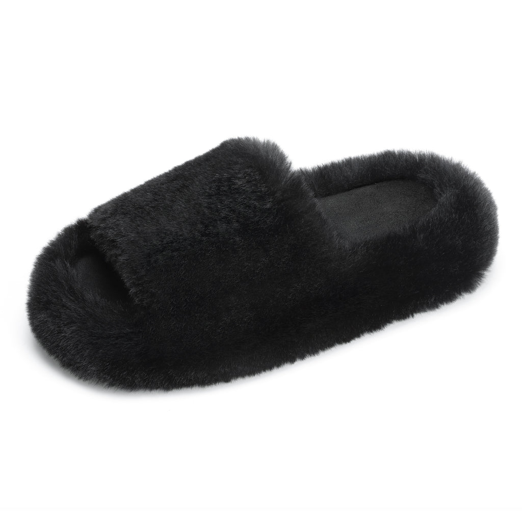 ATHMILE Womens Slippers with Arch Support Lightweight Fuzzy House Slippers for Women Cozy Memory Foam Indoor Open-toe Comfy Shoes for Women