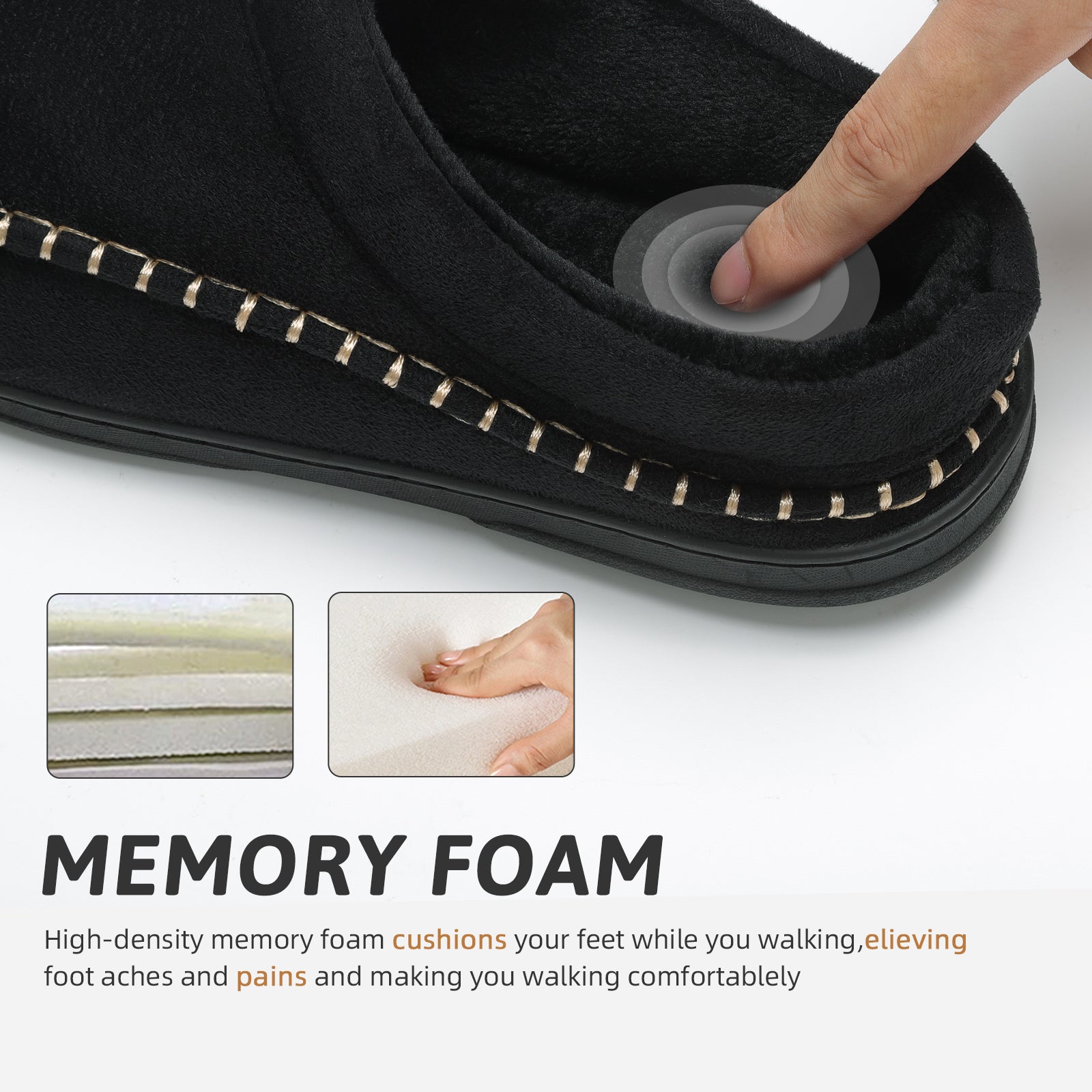 ATHMILE Mens Slippers Warm Fuzzy Memory Foam Indoor Outdoor Cozy Slippers Slip-On Moccasin House Shoes with Non-Slip Sole