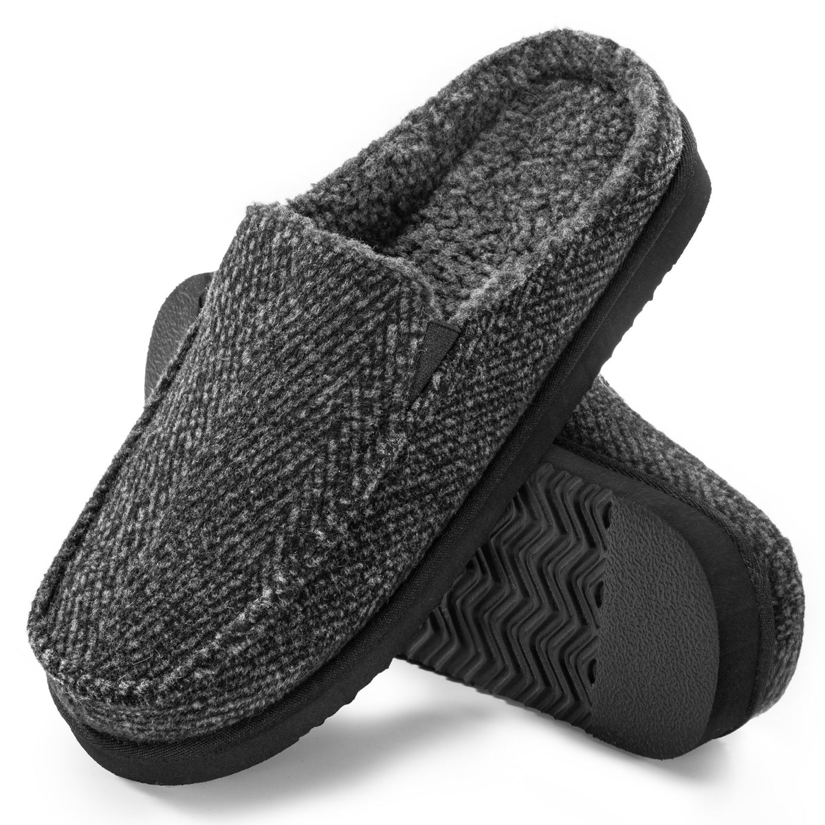 ATHMILE Mens Moccasins House Slippers Slip-on House Shoes with Warm Furry Faux Fur Cotton-Blend High-Density Memory Foam Non-Slip Sole for Indoor Outdoor