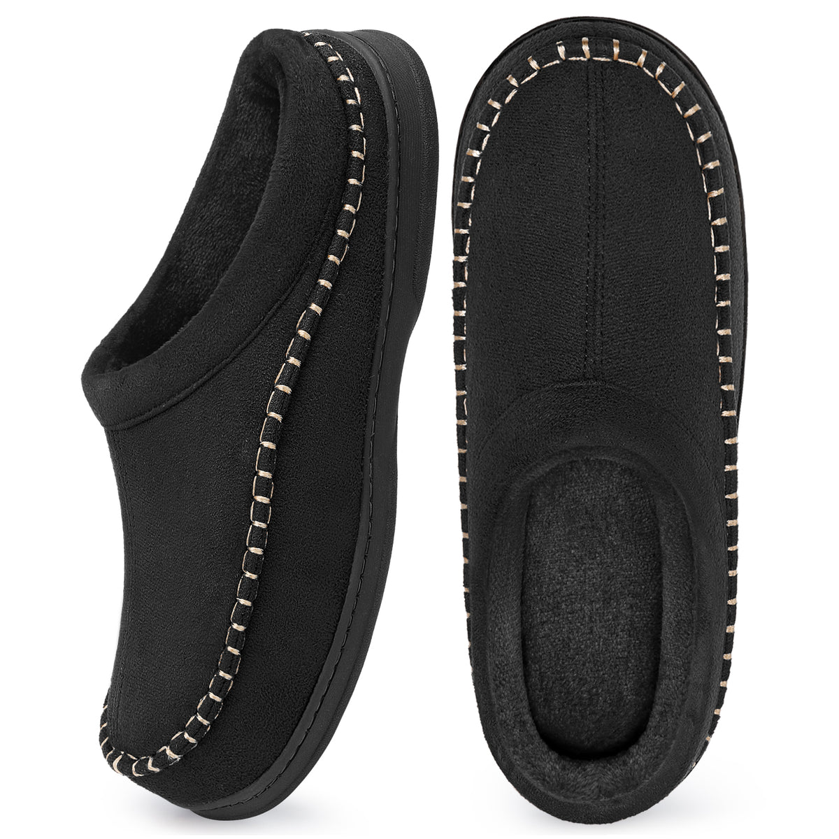 ATHMILE Mens Slippers Warm Fuzzy Memory Foam Indoor Outdoor Cozy Slippers Slip-On Moccasin House Shoes with Non-Slip Sole