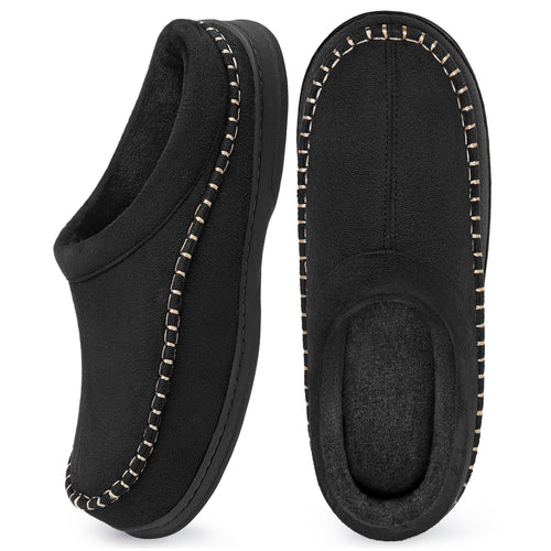 ATHMILE Mens Slippers Warm Fuzzy Memory Foam Indoor Outdoor Cozy Slippers Slip-On Moccasin House Shoes with Non-Slip Sole