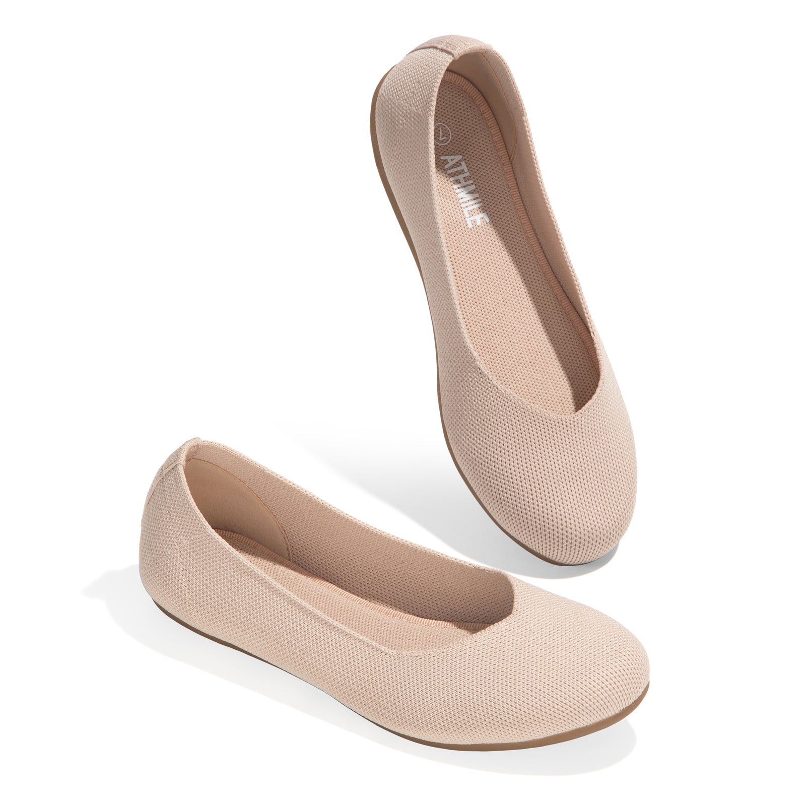 ATHMILE Women's Flat Ballet Shoes Knit Flat Shoes for Women Round Toe Slip on Women Flats for Dressy Casual Office Work Wedding Comfort Soft