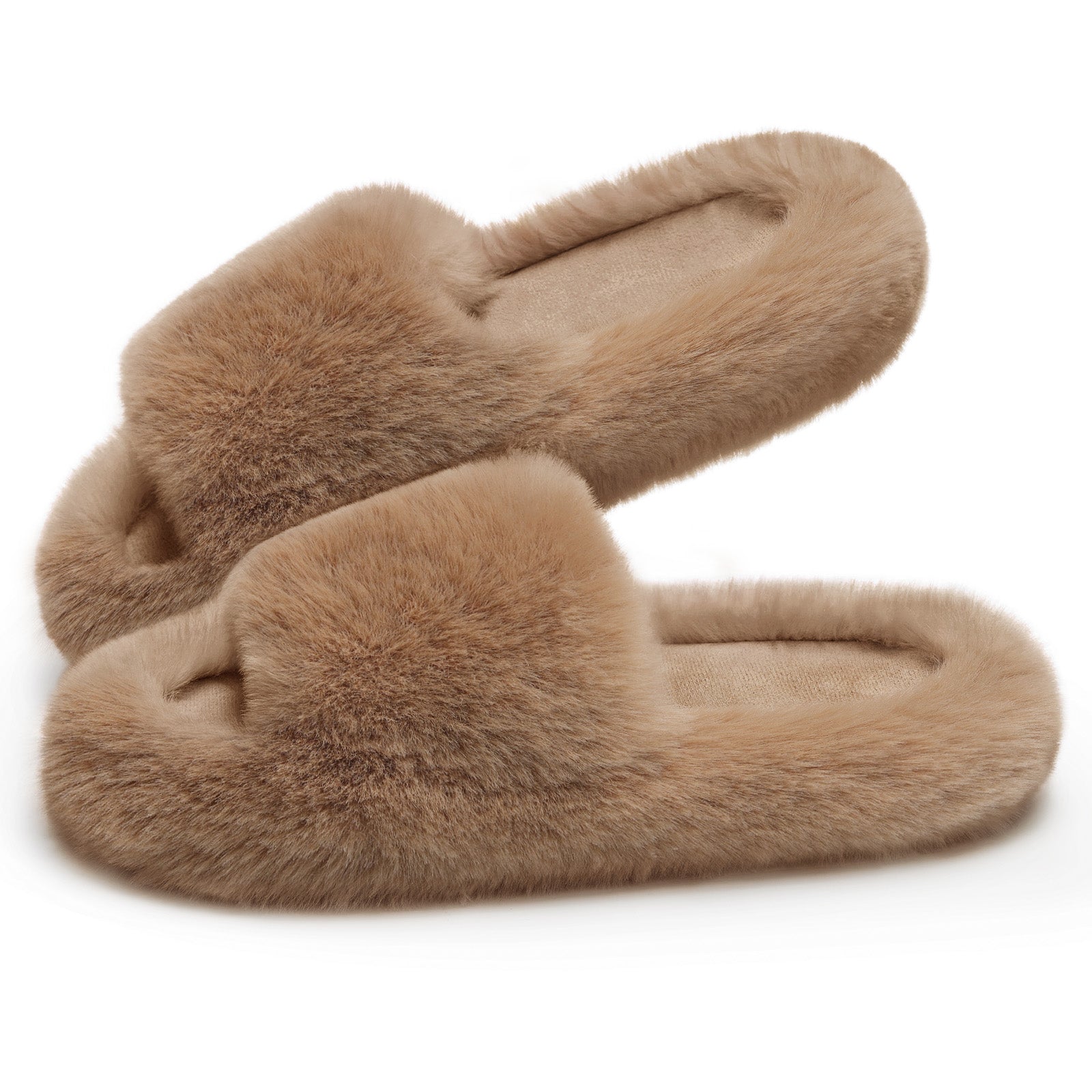 ATHMILE Womens Slippers with Arch Support Lightweight Fuzzy House Slippers for Women Cozy Memory Foam Indoor Open-toe Comfy Shoes for Women