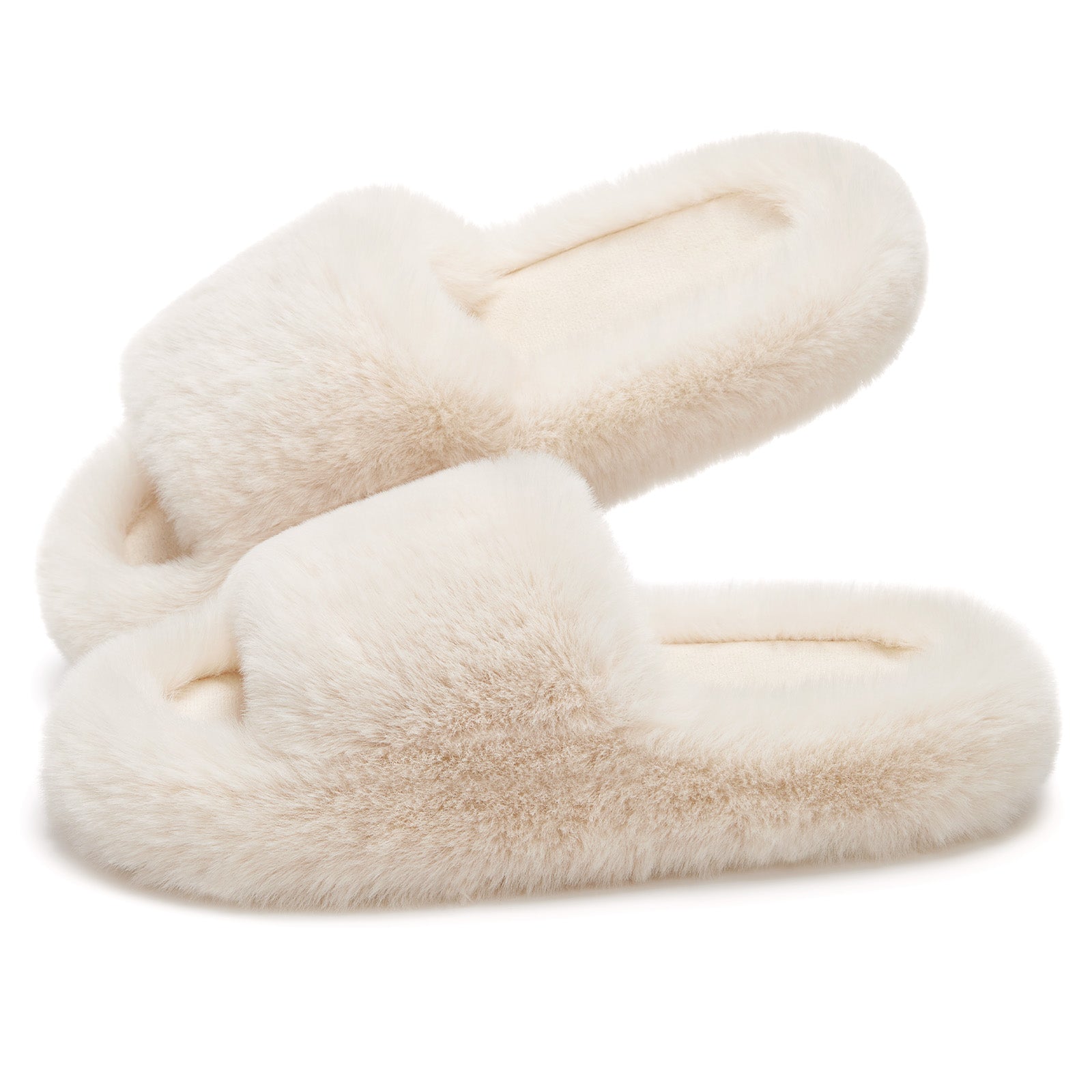 ATHMILE Womens Slippers with Arch Support Lightweight Fuzzy House Slippers for Women Cozy Memory Foam Indoor Open-toe Comfy Shoes for Women