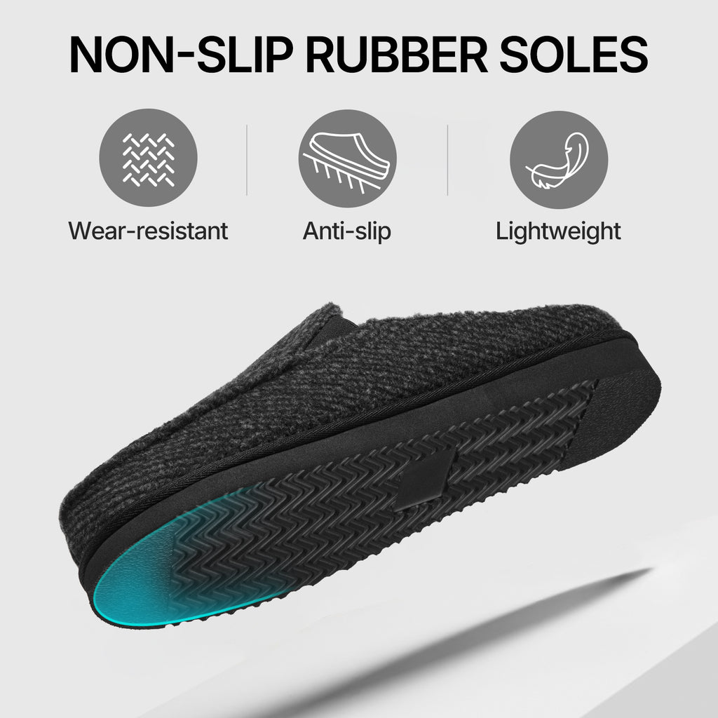 ATHMILE Mens Moccasins House Slippers Slip-on House Shoes with Warm Furry Faux Fur Cotton-Blend High-Density Memory Foam Non-Slip Sole for Indoor Outdoor