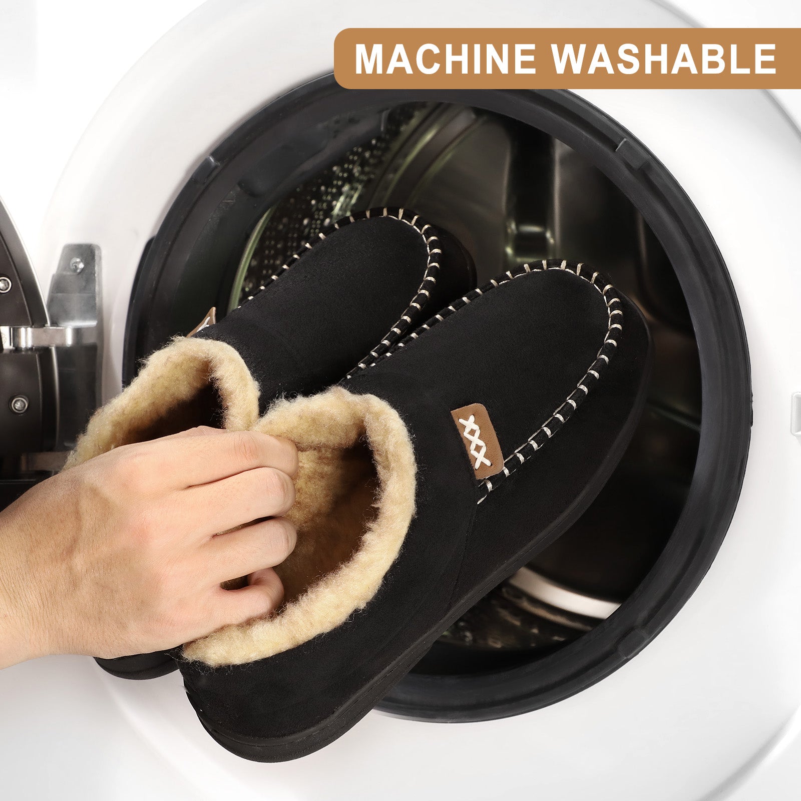 ATHMILE Mens Slippers Fuzzy Cozy Memory Foam Slip On Moccasin Warm House Slippers for Indoor Outdoor Non-Slip Sole