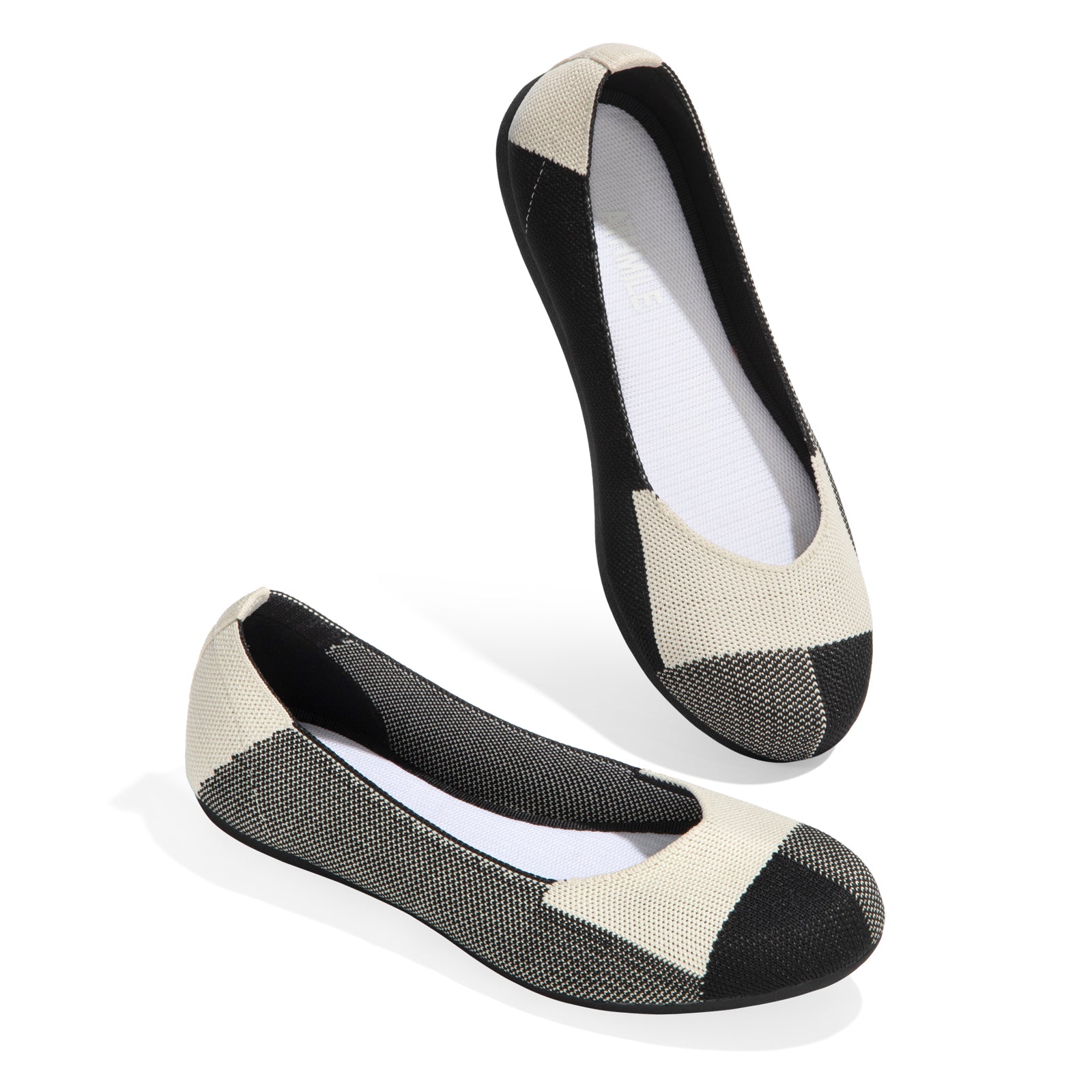 ATHMILE Women's Flat Ballet Shoes Knit Flat Shoes for Women Round Toe Slip on Women Flats for Dressy Casual Office Work Wedding Comfort Soft