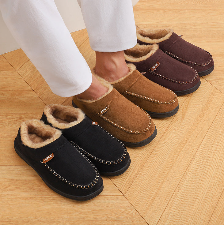 ATHMILE Mens Slippers Fuzzy Cozy Memory Foam Slip On Moccasin Warm House Slippers for Indoor Outdoor Non-Slip Sole