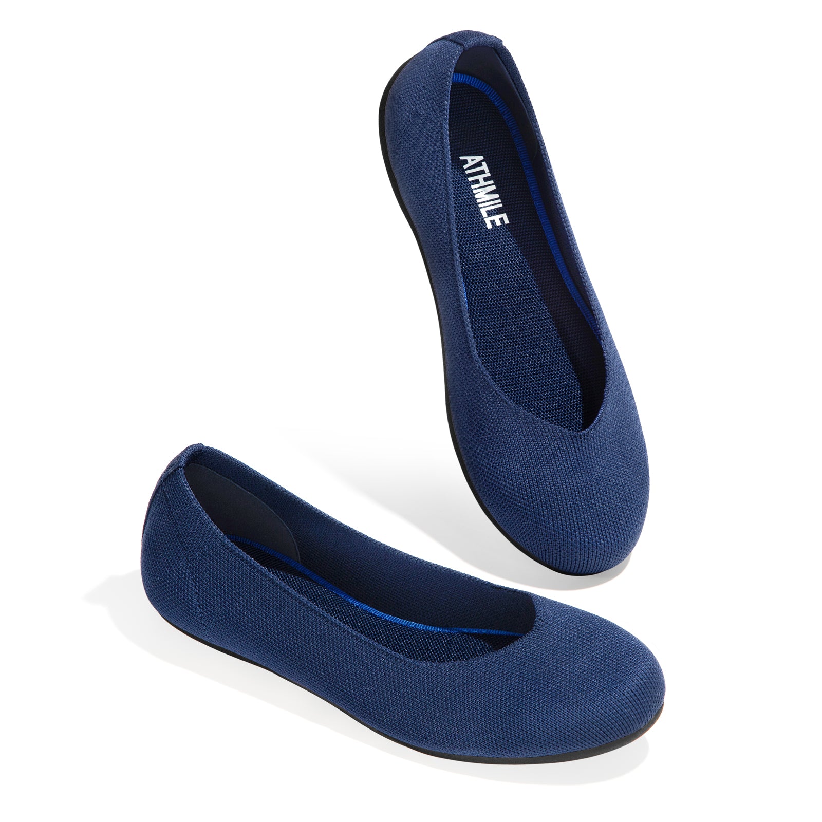 ATHMILE Women's Flat Ballet Shoes Knit Flat Shoes for Women Round Toe Slip on Women Flats for Dressy Casual Office Work Wedding Comfort Soft