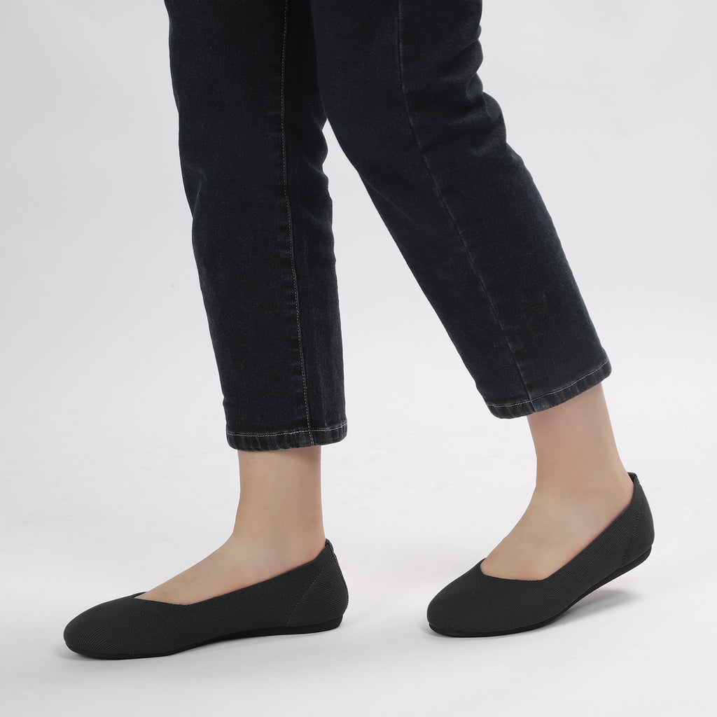 ATHMILE Women's Flat Ballet Shoes Knit Flat Shoes for Women Round Toe Slip on Women Flats for Dressy Casual Office Work Wedding Comfort Soft