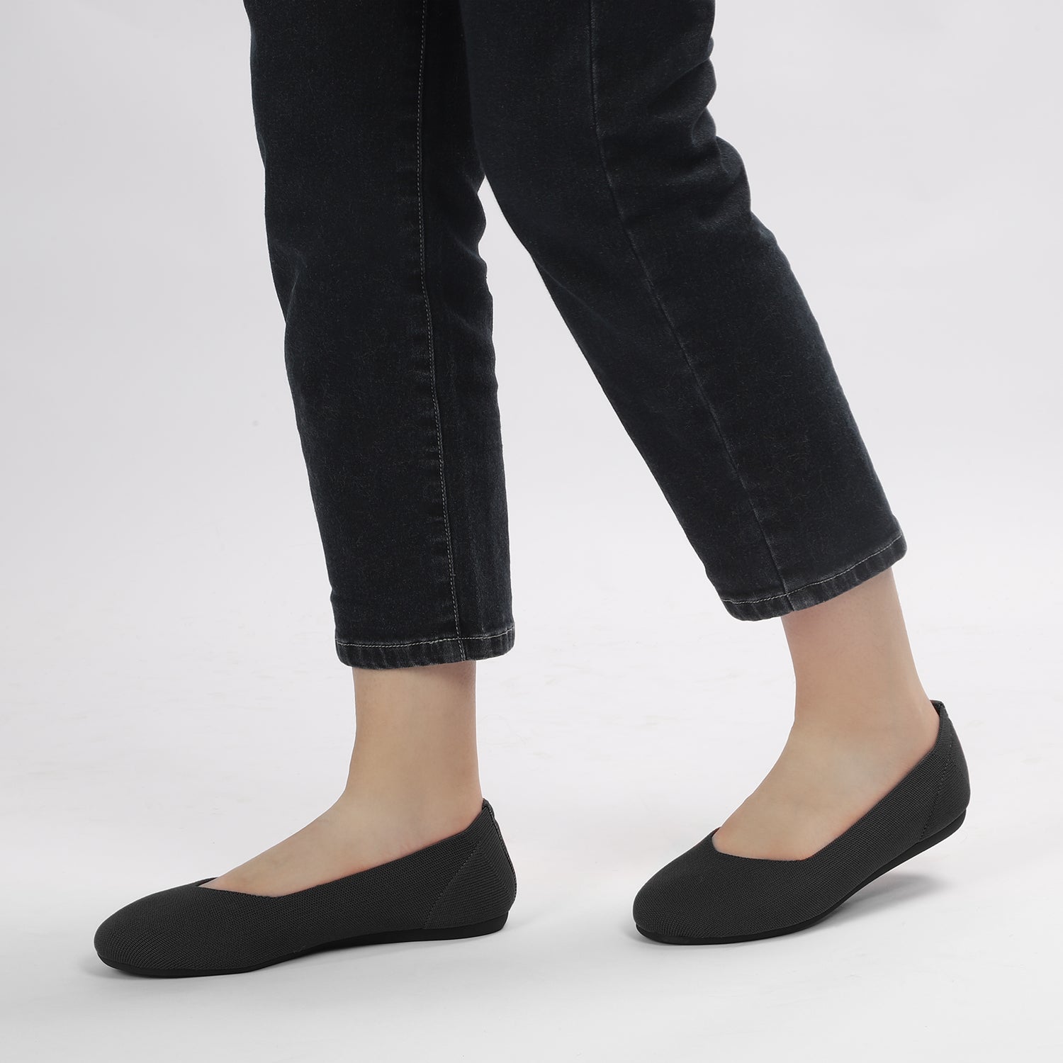 ATHMILE Women's Flat Ballet Shoes Knit Flat Shoes for Women Round Toe Slip on Women Flats for Dressy Casual Office Work Wedding Comfort Soft