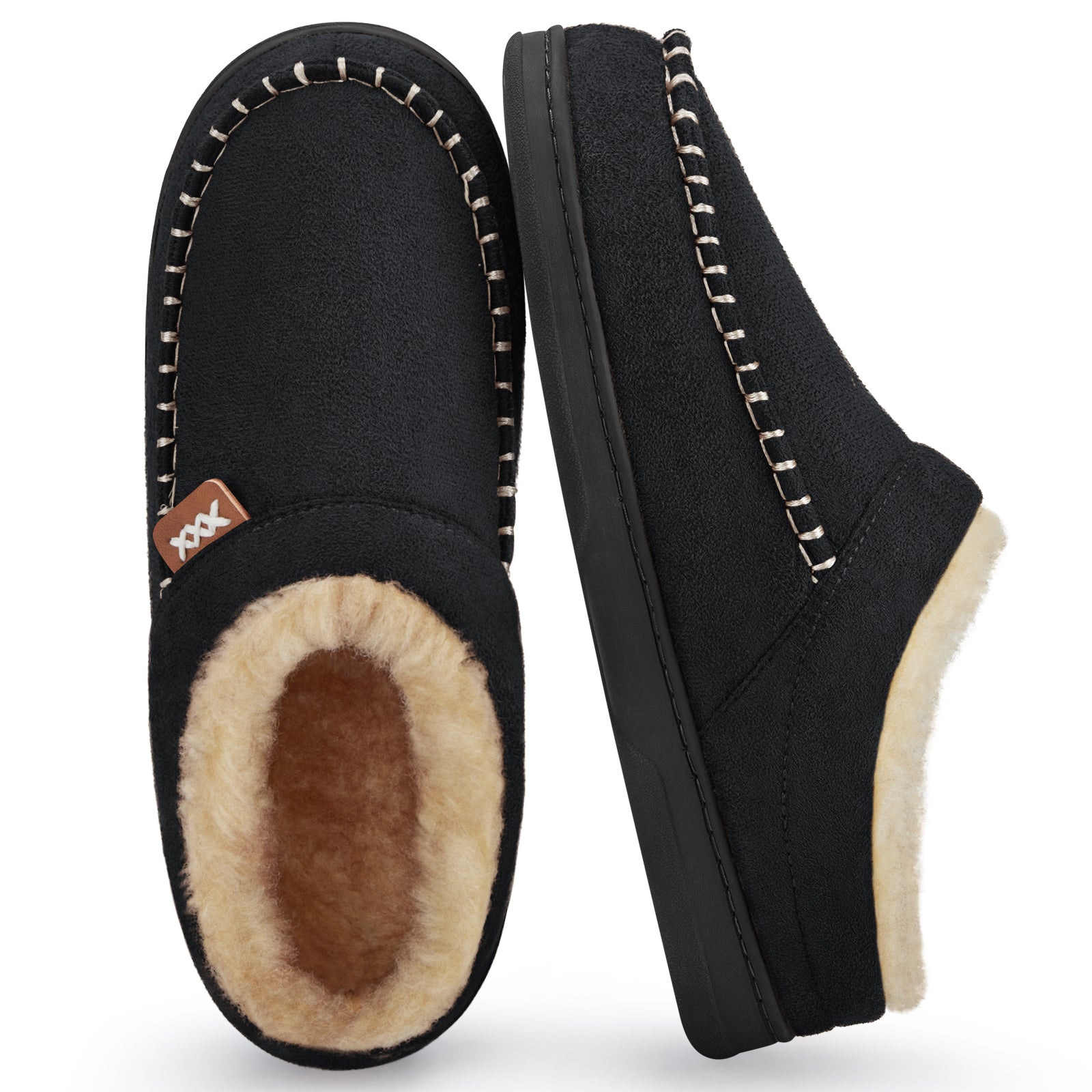 ATHMILE Mens Slippers Fuzzy Cozy Memory Foam Slip On Moccasin Warm House Slippers for Indoor Outdoor Non-Slip Sole