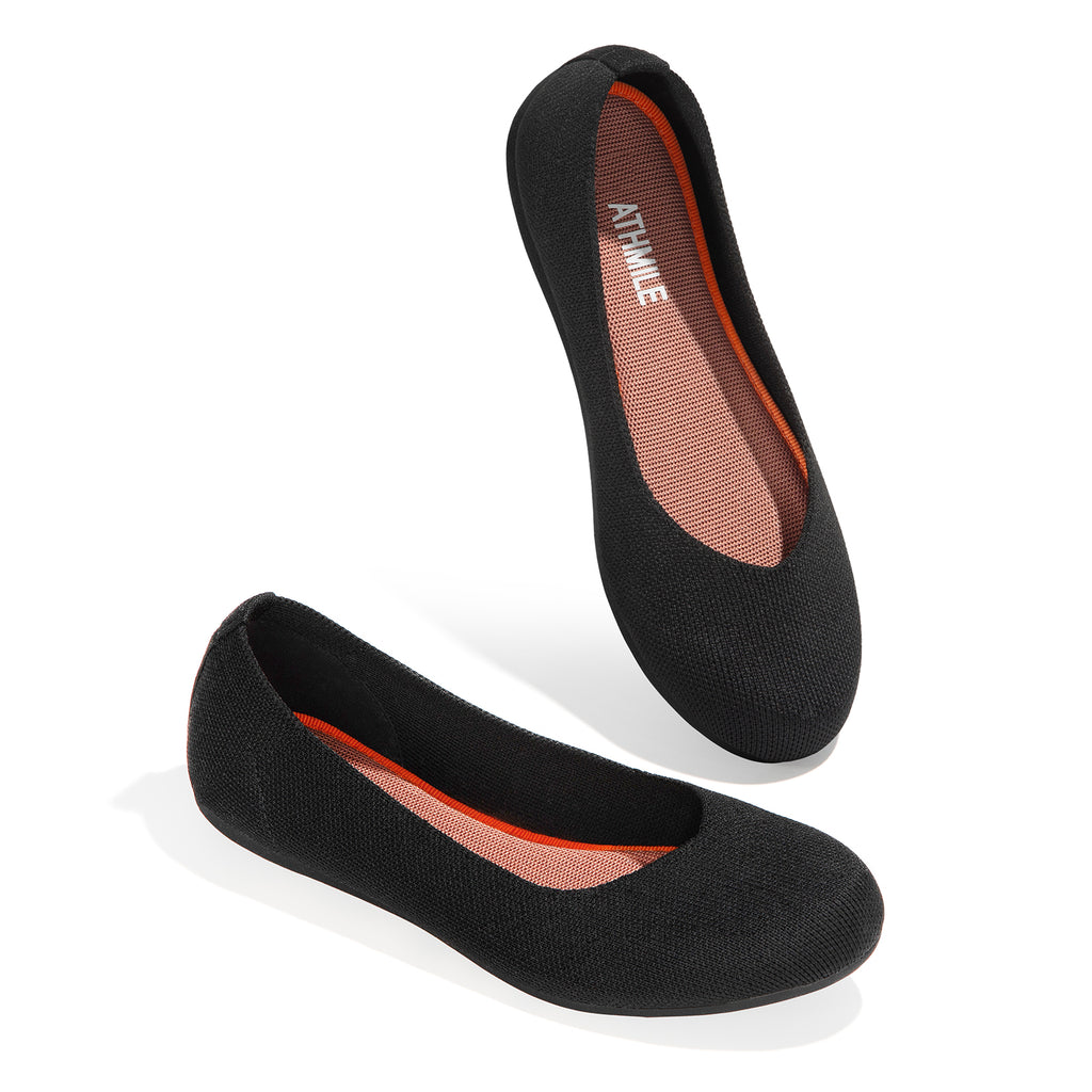 ATHMILE Women's Flat Ballet Shoes Knit Flat Shoes for Women Round Toe Slip on Women Flats for Dressy Casual Office Work Wedding Comfort Soft